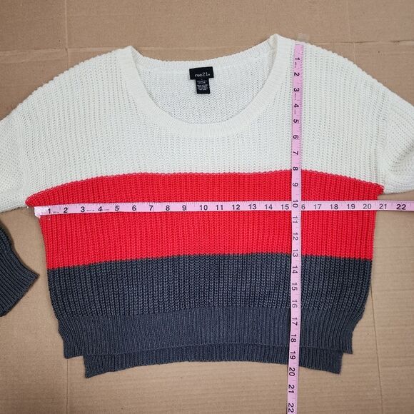 Rue 21 Ribbed Crop Sweater Top Tricolor Size L juniors - Picture 7 of 11